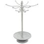 MyGift Vintage Style Whitewashed Metal 12 Hook Jewelry Organizer Tree Rack Stand w/Ring Dish Tray