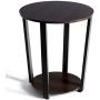 Tangkula Round End Table, 2-Tier Metal Sofa Table with Storage Shelf, Round Side Table with Metal Frame, Industrial Style Accent Furniture for Home Living Room Bedroom (1, Espresso)