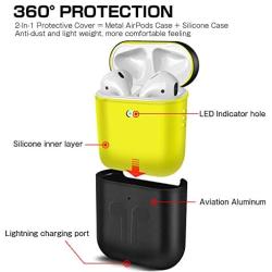 Metal AirPods Case, Full Protective Cover Accessories Compatible with Airpods Wireless Charging Case-Black