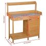 YAHEETECH Outdoor Garden Potting Bench Table Work Bench Metal Tabletop W/Cabinet Drawer Open Shelf Natural Wood