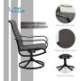 PHI VILLA 5 PCS Patio Dining Set, Outdoor Dining Table & Chair Set, 4 Swivel Chairs Padded Sling Fabric and 1 37''x 37'' Metal Steel Dining Table with Umbrella Hole, for Outdoor Kitchen Deck Garden Lawn