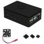 Raspberry Pi 4 ABS Case with Cooling Fan and Heat Sink (Black)