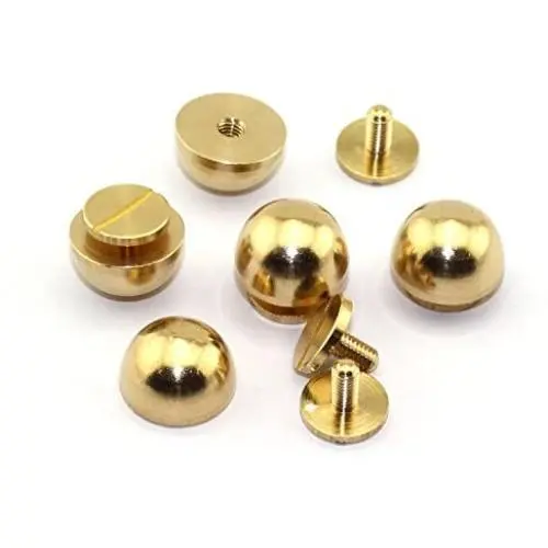 LQ Industrial 25-Pack 1/2'' Purse Handbag Feet Nailhead Round Stud Solid Brass Screw-Back Spike Metal Cone Studs Rivet Leather Craft DIY