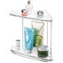 mDesign Metal 2-Tier Corner Storage Organizing Caddy Stand for Bathroom Vanity Countertops, Shelving or Under Sink - Free Standing, 2 Shelves, 2 Pack - Clear/Chrome