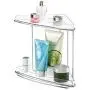 mDesign Metal 2-Tier Corner Storage Organizing Caddy Stand for Bathroom Vanity Countertops, Shelving or Under Sink - Free Standing, 2 Shelves, 2 Pack - Clear/Chrome