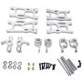 Tongina Upgrade Metal Front/Rear Swing Arms & Steering Hub C Seat Parts Kit for WLtoys 144001 RC Car Replacements - Silver