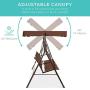 Best Choice Products 3-Seater Outdoor Adjustable Canopy Swing Glider, Patio Loveseat Bench for Deck, Porch w/Armrests, Textilene Fabric, Steel Frame - Brown