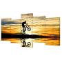 VVOVV Wall Decor - Mountain Bike Racing Canvas Wall Art Bike Jump Poster Giclee Prints Extreme Sports Pictures Modern Sunset Painting Framed Landscape Artwork