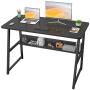 Homfio Computer Desks for Home Office 39” Modern Sturdy Writing Desk with Bookshelf Study Table Desk with Metal Legs Industrial Tiny Table for Small Space, Black