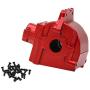 F Fityle 1 Set Upgrade Metal Upper Lower Gearbox Housing Cover Set for WLTOYS 144001, 1/14 RC Car Buggy Parts - Red