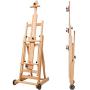 MEEDEN Versatile Studio H-Frame Easel - All Media Adjustable Beech Wood Studio Easel, Painting Floor Easel Stand, Movable and Tilting Flat Available, Holds Canvas Art up to 77''