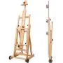 MEEDEN Versatile Studio H-Frame Easel - All Media Adjustable Beech Wood Studio Easel, Painting Floor Easel Stand, Movable and Tilting Flat Available, Holds Canvas Art up to 77''
