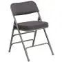 Flash Furniture HERCULES Series Premium Curved Triple Braced & Double Hinged Gray Fabric Metal Folding Chair