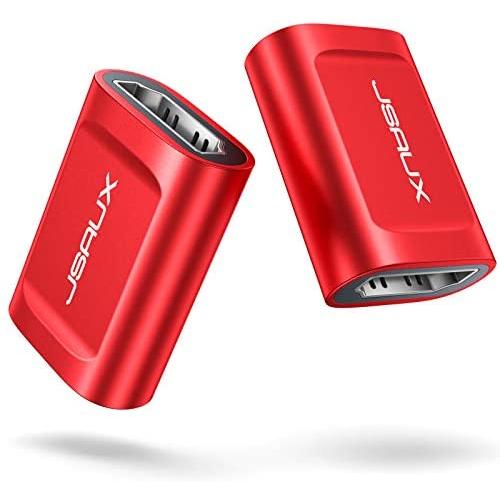 HDMI Coupler Female to Female 2 Pack, JSAUX 4K HDR HDMI Extension Connector Adapter Aluminum Alloy for HDTV, Roku Stick, Computer, PC, Monitor, Laptop, Projector, DVD Player, PS 4/3(Red) HDMI Coupler Female to Female 2 Pack, JSAUX 4K HDR HDMI Extension Connector Adapter Aluminum Alloy for HDTV, Roku Stick, Computer, PC, Monitor, Laptop, Projector, DVD Player, PS 4/3(Red)