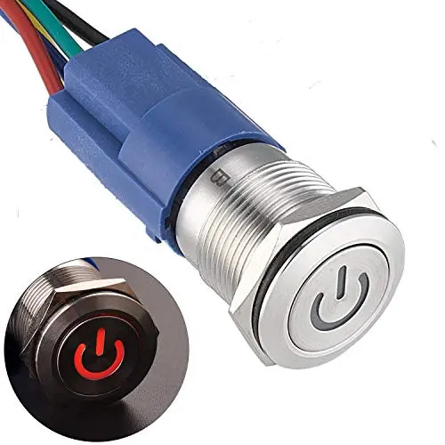 APIELE 19mm Latching Push Button Switch 3/4'' 12V Power Symbol Car Metal with Socket Plug 1NO1NC SPDT ON/Off (Red) APIELE 19mm Latching Push Button Switch 3/4'' 12V Power Symbol Car Metal with Socket Plug 1NO1NC SPDT ON/Off (Red)