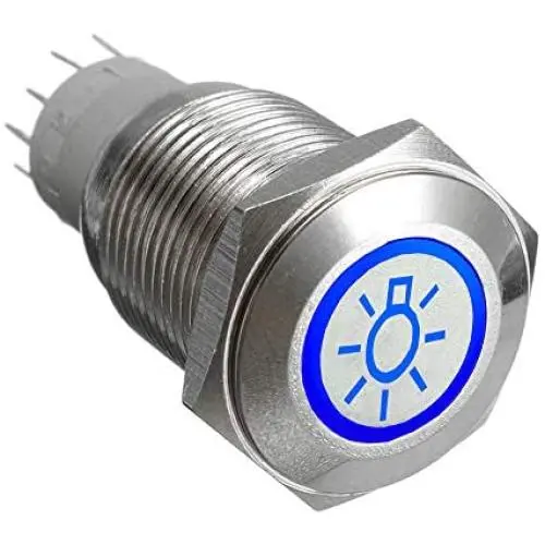 ESUPPORT 12V Car Vehicle Blue LED Light Headlight Push Button Metal Toggle Switch 16mm ESUPPORT 12V Car Vehicle Blue LED Light Headlight Push Button Metal Toggle Switch 16mm
