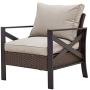 LOKATSE HOME Outdoor Patio Furniture Modern Wicker Sofa Chair Rattan Conversation Single Armchair with Cushion, Brown