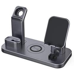 Wireless Charger Stand, CEREECOO 4 in 1 Wireless Charging Station Dock Compatible with iPhone Series12/11/11pro/Xr/Xs/X/Max/8/8Plus Apple Watch6/5/4/3 AirPods Pro/1/2(iWatch Charger Required)