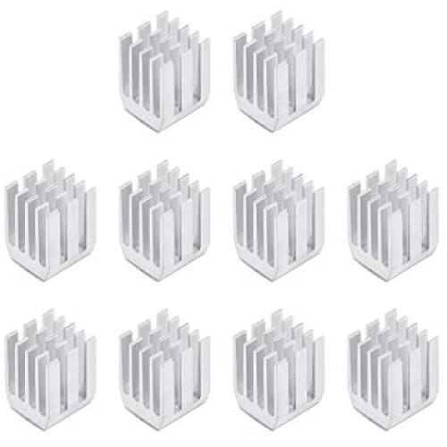 uxcell Heatsink with Thermal Conductive Adhesive Tape 9 x 9 x 12mm Silver 10pcs