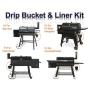 BIG PART Black Grease Drip Bucket with12-Pack Disposable Foil Liner Kit Replacement Parts for Oklahoma Joes, Also Fits Most Wood Pellet Grill & Offset Smokers