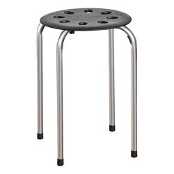 Norwood Commercial Furniture Black & Silver Stacking Stool Set - Stackable Nesting Stools/Chairs for Kids and Adults - Flexible Seating for Home, Office, Classrooms - Plastic/Metal 17.75'' (Pack of 5)