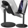 Swhatty Cell Phone Stand, Aluminum iPad Tablet Stand Holder for Desk, Angle Height Adjustable iPhone Stand, Compatible with iPhone iPad Pro, Air, Mini 4 3 2, Kindle, （4-12.9）-Black