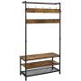 YAHEETECH Industrial Hall Trees with Bench and Coat Rack Entryway Bench with Coat Rack/Hooks/Hanger Stand Sturdy Bench Coat Tree Shoes Shelving Wood and Metal