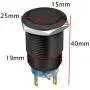 ESUPPORT 12V Car Vehicle Blue LED Light Main Beam Push Button Metal Toggle Switch Socket Plug Wire Latching 19mm Balck Shell
