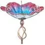 MUMTOP 31 Inch Height Glass Birdbath Birdfeeder with Metal Stake Garden Yard Outdoor MUMTOP 31 Inch Height Glass Birdbath Birdfeeder with Metal Stake Garden Yard Outdoor