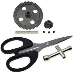 Differential Center Gear 62T 0015 & 17T 0088 Metal Steel for 1/12 Wltoys 12428 12628 12423 Short Course Buggy Off-Road Car Upgrades Replace and 2 Tools(Black)