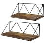 EdenseeLake Floating Wall Shelves Set of 2, Wood Storage Shelf with Metal Brackets for Bedroom, Bathroom, Living Room, Kitchen and Office