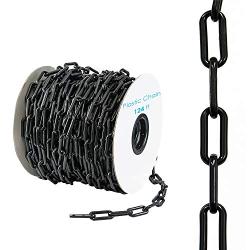 Houseables Plastic Chain, Safety Barrier, 124 Foot, 2'' Links, Light Weight, UV Protected, Accessory for Crowd Control, Queue Line, Decoration, Chains Link Fence (Black)