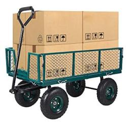 Dporticus Four-Wheel Trailer Large Folding Wagon Side Cart 560lbs Load Capacity, Handling Truck Pull for Outdoor Garden Warehouse Beach