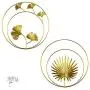 Tinsow Iron Wall Sculptures,Gold Metal Palm, Canna Leaf Wall Decor Round Wall Ornaments,Easy Installation Great for Bedroom Hanging Parts Hotel Wall Decoration (Gold Rounded, 2)