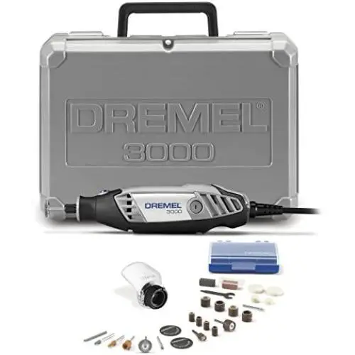 Dremel 3000-1/25 Variable Speed Rotary Tool Kit- 1 Attachment and 25 Accessories- Grinder, Mini Sander, Polisher, Router, and Engraver- Perfect for Routing, Metal Cutting, Wood Carving, and Polishing Dremel 3000-1/25 Variable Speed Rotary Tool Kit- 1 Attachment and 25 Accessories- Grinder, Mini Sander, Polisher, Router, and Engraver- Perfect for Routing, Metal Cutting, Wood Carving, and Polishing