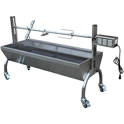 TITAN GREAT OUTDOORS Rotisserie Grill Roaster Stainless Steel 25W 125LBS Capacity BBQ Charcoal Pig