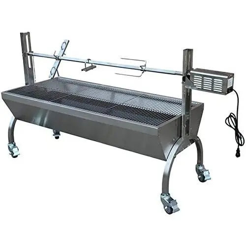 TITAN GREAT OUTDOORS Rotisserie Grill Roaster Stainless Steel 25W 125LBS Capacity BBQ Charcoal Pig