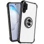 Galaxy Note 10+ Plus Case,Crystal Clear Carbon Fiber Design Armor Protective Case with 360 Degree Rotation Finger Ring Grip Holder Kickstand [Work with Magnetic Car Mount] for Galaxy Note 10+,#2Black