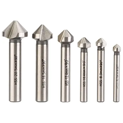 3 Flute 90 Degree HSS Chamfering Tool Bit Countersink Drill Bit for Metal Pack of 6pcs 3 Flute 90 Degree HSS Chamfering Tool Bit Countersink Drill Bit for Metal Pack of 6pcs