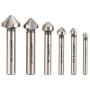 3 Flute 90 Degree HSS Chamfering Tool Bit Countersink Drill Bit for Metal Pack of 6pcs