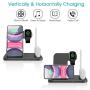 QI-EU Wireless Charger, 4 in 1 Qi-Certified Fast Charging Station Compatible Apple Watch Airpods Pro iPhone 12/11/11pro/X/XS/XR/Xs Max/8/8 Plus, Wireless Charging Stand Compatible Samsung Galaxy S20