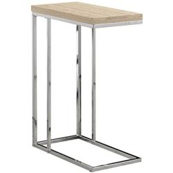 Monarch Specialties 3203, Chrome Accent Metal Base, C Table, Natural