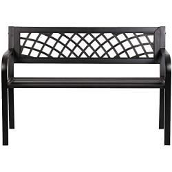 Garden Bench Bench Park Outdoor Bench for Patio Metal Bench Park Bench with Armrests Sturdy Steel Frame Furniture for Yard Porch Work Entryway，Black