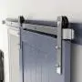 SMARTSTANDARD 6 Feet Brushed Nickel Sliding Barn Hardware Kit-Sturdy Silvery Track-Smoothly and Quietly-Simple and Easy to Install-Fit 36'' Wide Door Panel (I Shape Hanger)