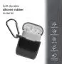 AirPods Case, GMYLE Silicone Protective Shockproof Wireless Charging Airpods Earbuds Case Cover Skin with Keychain Set Compatible for Apple AirPods 2 & 1 – Transparent Black [Front LED Visible]