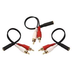 VCE 3-Pack 3.5mm Female to 2 RCA Male Stereo Audio Y Cable, Gold Plated Adapter Compatible for TV,Smartphones, MP3, Tablets, Speakers,Home Theater (8 inch)