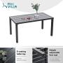 PHI VILLA 4 Piece Patio Sets, Outdoor Metal Furniture Patio Conversation Set Clearance with Padded Deep Seating Sofa, 1 Loveseat, 2 Armrest Sofa Chairs, 1 Coffee Table & 4 Free Pillow, Navy Blue