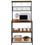 ROVSUN Multiuse 4-Tier Metal Kitchen Bakers Rack , Microwave Storage Rack Oven Stand with Mesh Panel, Storage Organizer Workstation Industrial Style (33.3'' x 15.8'' x 66.93'')