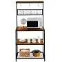 ROVSUN Multiuse 4-Tier Metal Kitchen Bakers Rack , Microwave Storage Rack Oven Stand with Mesh Panel, Storage Organizer Workstation Industrial Style (33.3'' x 15.8'' x 66.93'') ROVSUN Multiuse 4-Tier Metal Kitchen Bakers Rack , Microwave Storage Rack Oven Stand with Mesh Panel, Storage Organizer Workstation Industrial Style (33.3'' x 15.8'' x 66.93'')