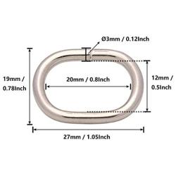 BIKICOCO 4/5 Metal Oval Ring Buckle Loops Non Welded for Leather Purse Bags Handbag Straps, Silver - Pack of 20